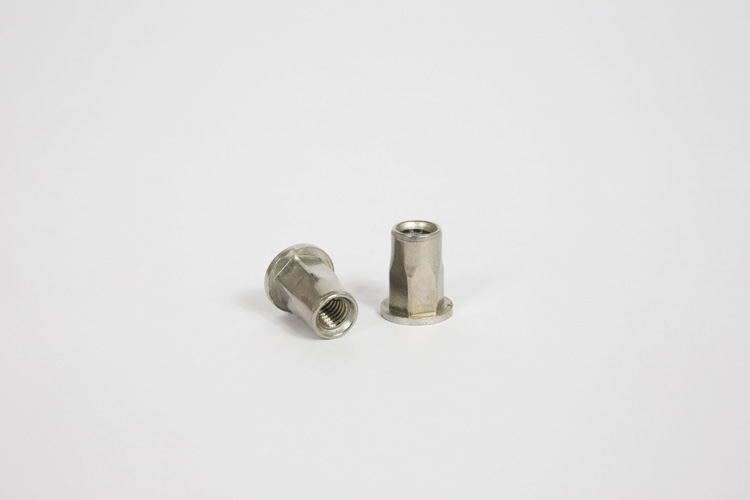 Hexagonal stainless steel threaded inserts with cylindrical head